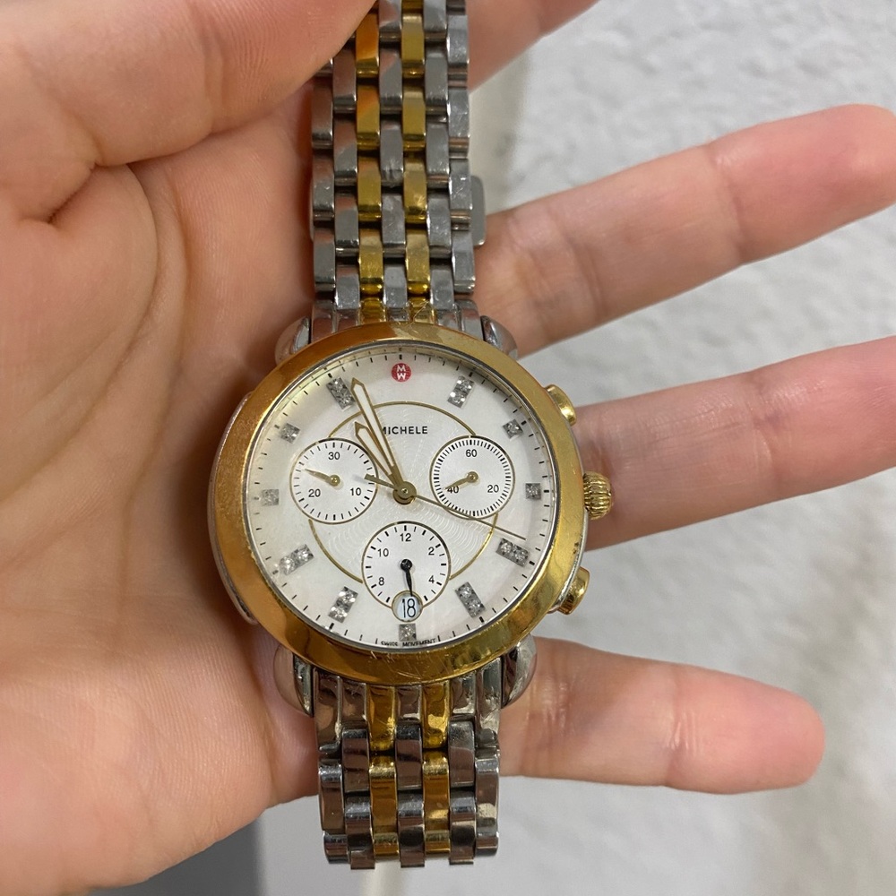 Michele Gold and Silver Chronograph Watch